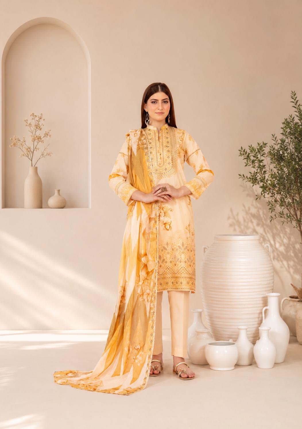 WhatsApp Image 2026-08-19 at 5.11.41 PMXZVVXV Golden Honey Printed 3-Piece - Image 1