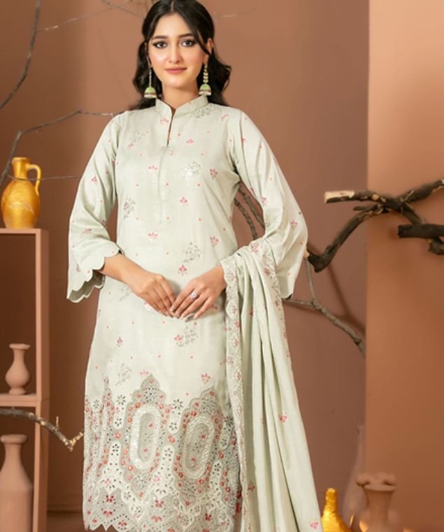 Mint Aura Embroidered 3-Piece Suit