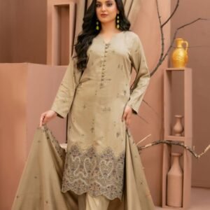 Desert Gold Embroidered 3-Piece Suit