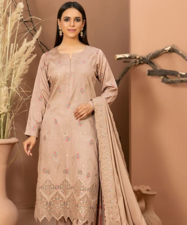 Mocha Elegance Embroidered 3-Piece Suit