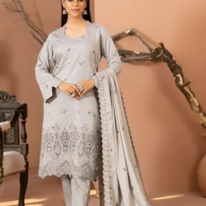 Silver Mist Embroidered 3-Piece Suit