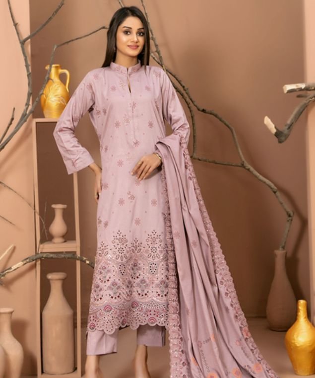 Lilac Charm Embroidered 3-Piece Suit