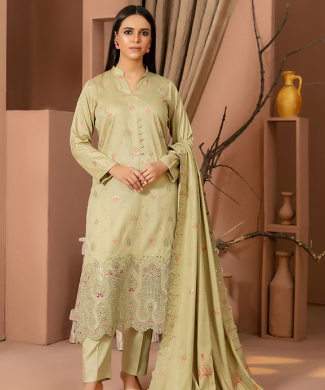 Olive Grace Embroidered 3-Piece Suit