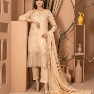 Champagne Glow Embroidered 3-Piece Suit
